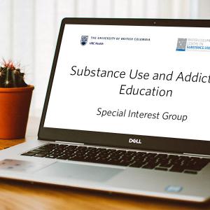 Photo of computer showing substance use and addiction education special interest group