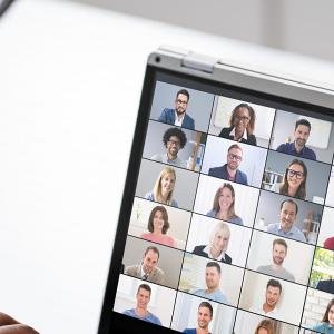 Photo of participant in online symposium